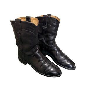 J Chisholm Boots Leather Cowboy 9 D Black Leather Western Riding USA Vintage